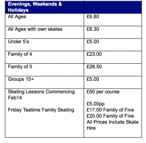 Dundonald Ice Bowl Prices