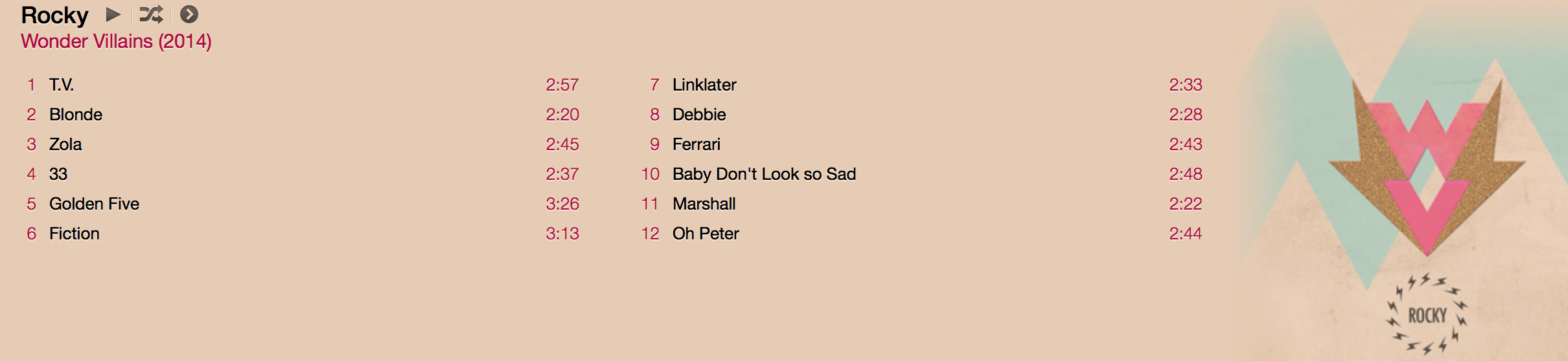 Rocky Track List