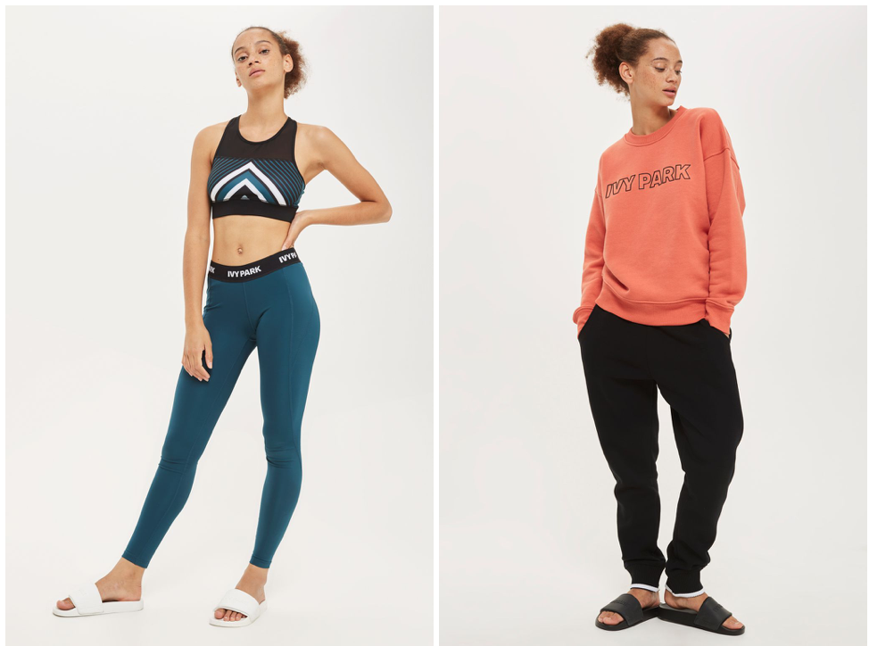 Ivy Park @ Topshop (L-R): top £30.00 & leggings £40.00; sweatshirt and joggers £38.00 each